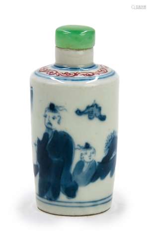 青花人物鼻煙壺 BLUE AND WHITE PORCELAIN SNUFF BOTTLE