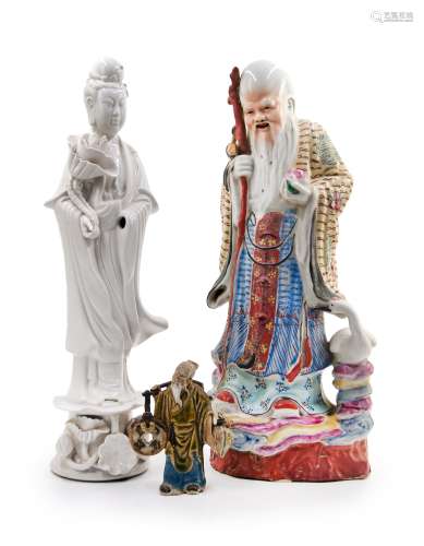 觀音、壽星、老人造像 PORCELAIN SET OF THREE FIGURES