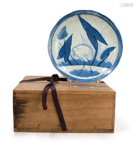 青花白鶴盤 BLUE AND WHITE CRANE PLATE