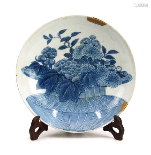 江戶時代 青花瓷碟 JAPANESE BLUE AND WHITE PLATE; EDO(1603-1868)