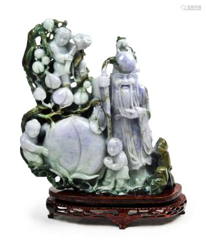 玉雕壽星祝壽擺件 JADE CARVED 