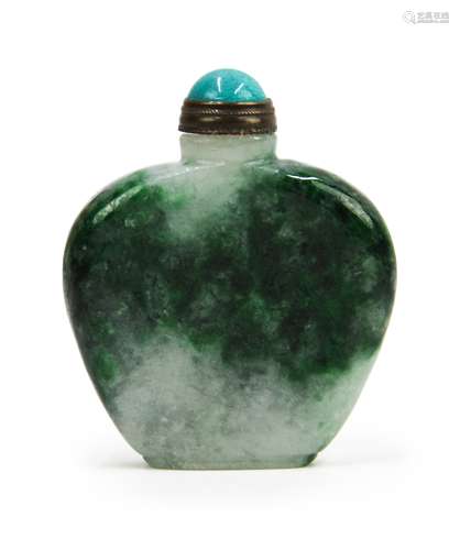 翡翠鼻煙壺 JADE SNUFF BOTTLE ICE BLUE STOPPER