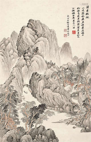 徐邦达（1911～2012） 湾东钓艇 立轴 设色纸本