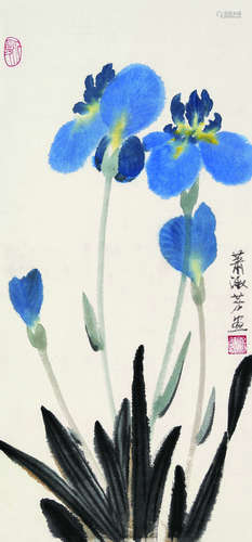 萧淑芳（1911～2005） 紫鸢花 镜心 设色纸本