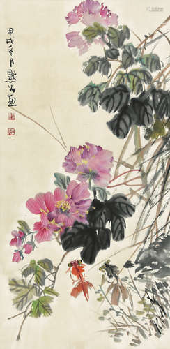 金默如 芙蓉花 立轴 设色纸本