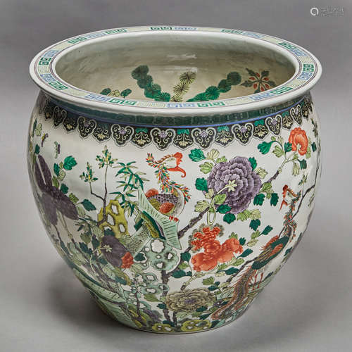 Chinese Famille Verte Glazed Porcelain Fish Bowl