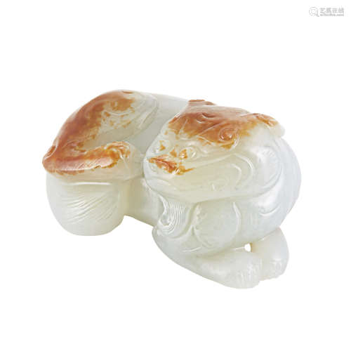 Chinese Celadon and Russet Jade Mythical Beast