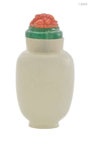 Chinese White Jade Miniature Snuff Bottle