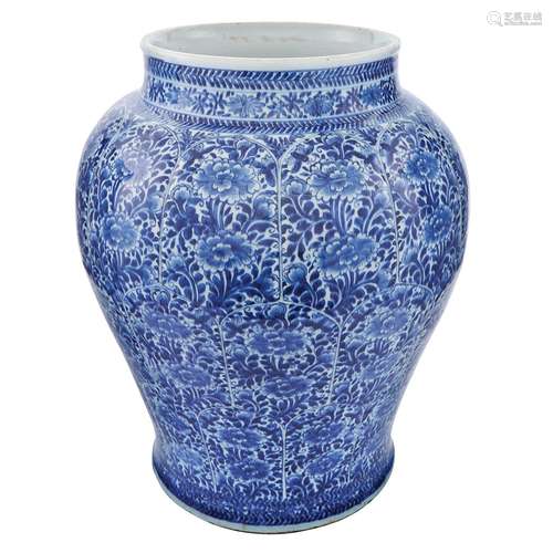 Chinese Blue and White Glazed Porcelain Jar