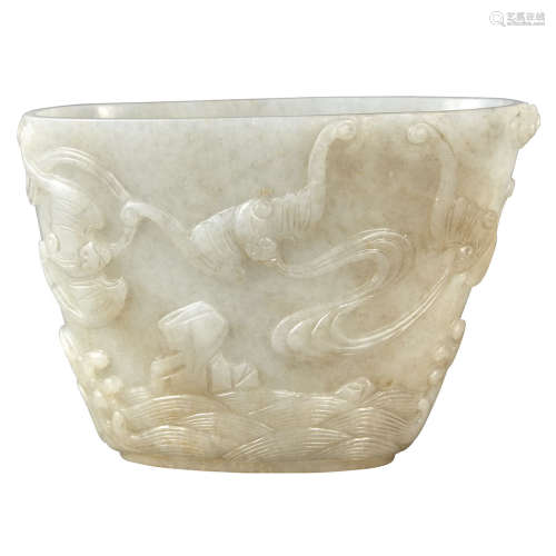 Chinese White and Russet Jade Libation Cup