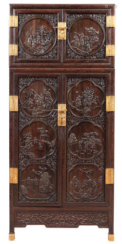 Chinese Jichimu Hardwood Two-Part Cabinet, 'Sijiangui'