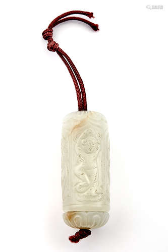 Chinese White Jade Toggle Pendant