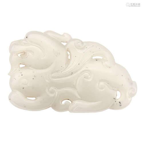 Chinese White Jade Qilin Pendant