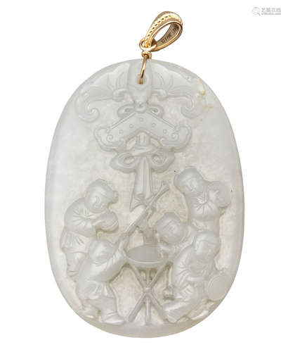 Chinese White Jade Plaque