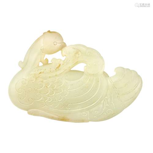 Chinese Celadon Jade Duck