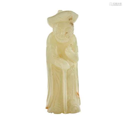 Chinese Yellow Jade Figure of a Gentleman