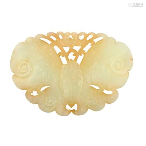 Chinese Celadon Jade Butterfly Pendant