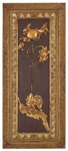 Chinese Giltwood Panel of a Three-Legged Toad