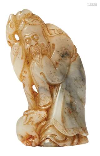 Chinese Celadon Jade Figure of a Sage