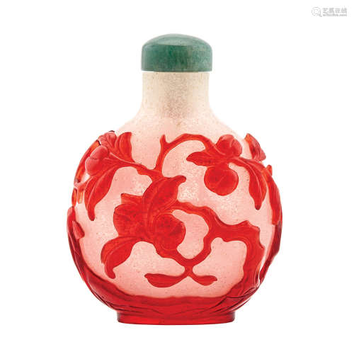 Chinese Ruby Red Overlay Glass Snuff Bottle