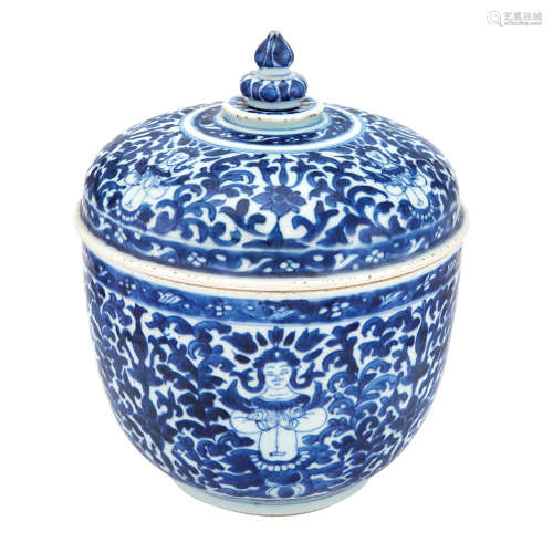 Chinese Blue and White Glazed Porcelain Covered Deep Bowl Made for the 'Thai Market'