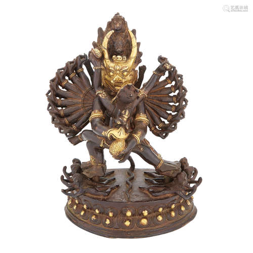 Tibetan Gilt-Bronze Figure of Yamantaka
