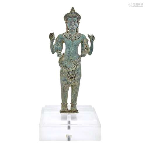 Khmer Bronze Multi-Armed Male Figure of Vishnu