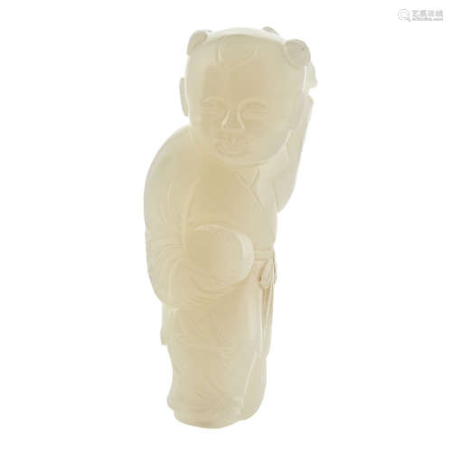 Chinese White Jade Figure of a Boy