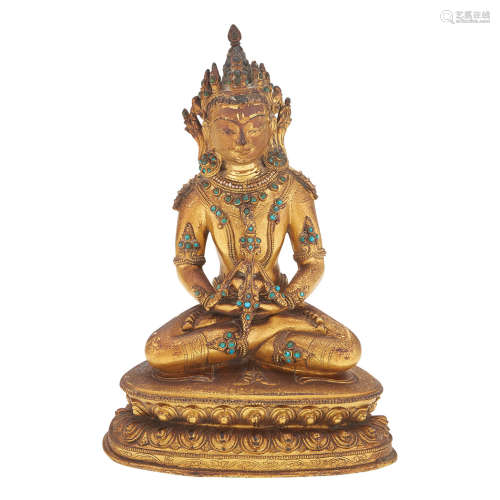 Sino-Tibetan Gilt-Bronze Figure of Bodhisattva