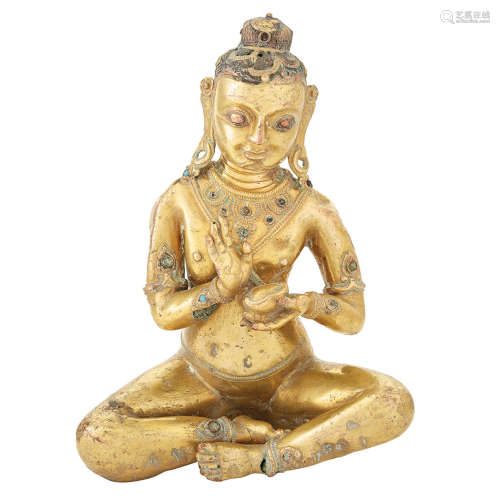 Tibetan Gilt-Bronze Figure of an Immortal