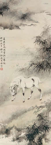 戈湘岚（1904～1964） 神驹图 立轴 设色纸本