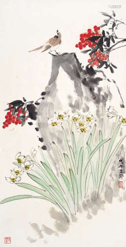 张正吟（1912～1995） 花鸟 立轴 设色纸本