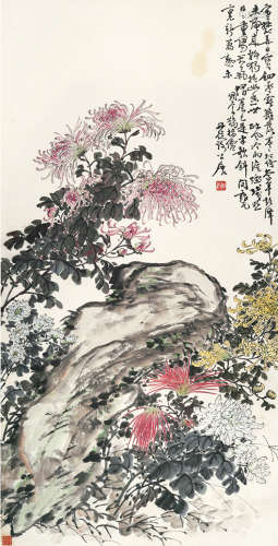 谢公展（1885～1940） 菊石图 立轴 设色纸本
