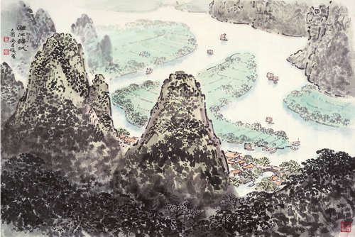 尚君砺（b.1933） 山水 镜片 设色纸本