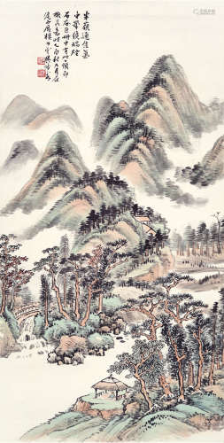 樊浩霖（1885～1962） 佳气瑞烟 立轴 设色纸本
