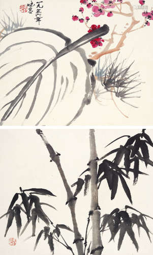 李味青（1909～1997） 双清 立轴 设色纸本