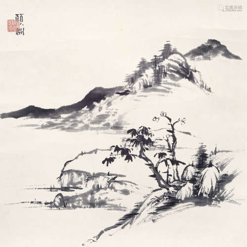经亨颐（1877～1938） 平湖枯木 镜片 水墨纸本