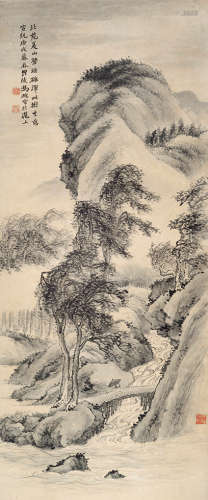 冯超然（1882～1954） 拟董北苑山水 立轴 水墨纸本
