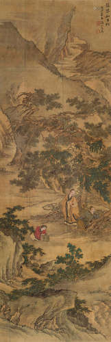 文鼎（1766～1852） 张琴和古松 立轴 设色绢本