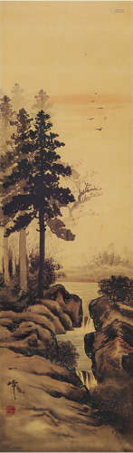 吴一峰（1907～1998） 溪山平远 立轴 设色绢本