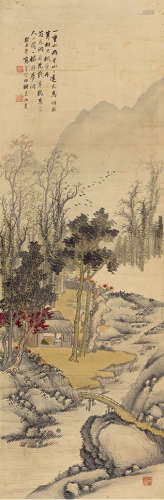 张伯英（1869～1949） 烟水寒林 立轴 设色绢本
