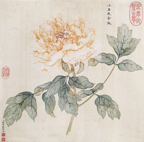 钱维城（1720～1772） 小玉托金钗 镜片 设色绢本