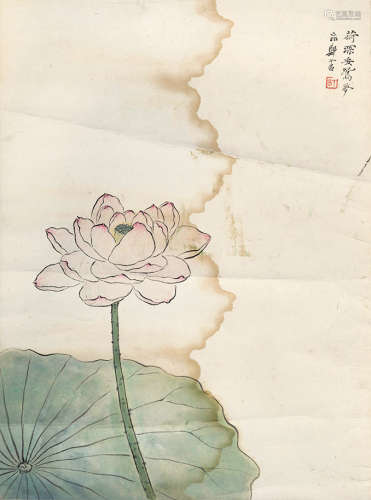 郑午昌（1894～1952） 荷深妥鸳梦 立轴 设色纸本