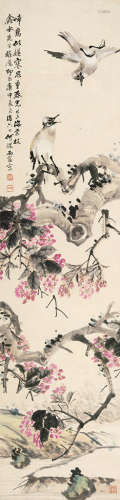 何煜（1852～1928） 春光海棠 立轴 设色纸本