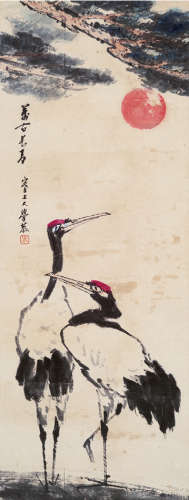 岑学恭（1917～2009） 松鹤 立轴 设色纸本