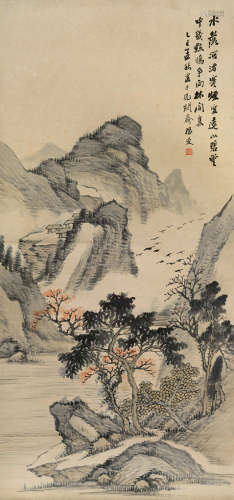 杨逸（1864～1929） 寒烟碧岫图 立轴 设色纸本