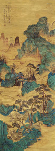 吴琴木（1894～1953） 空山楼阁 立轴 设色泥金绢本