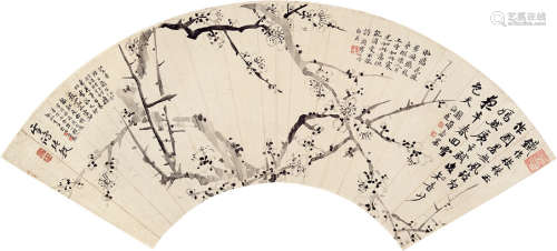 张敔（1734～1803） 墨梅 扇片 水墨纸本