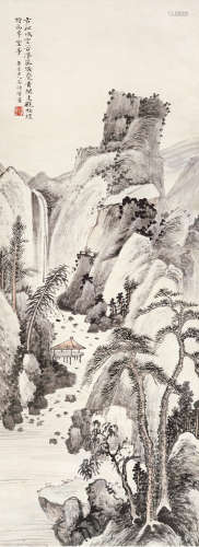 吴淑娟（1853～1930） 松涧空亭 立轴 设色纸本
