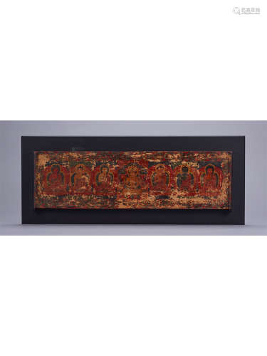 西藏木雕彩繪護經板 元代